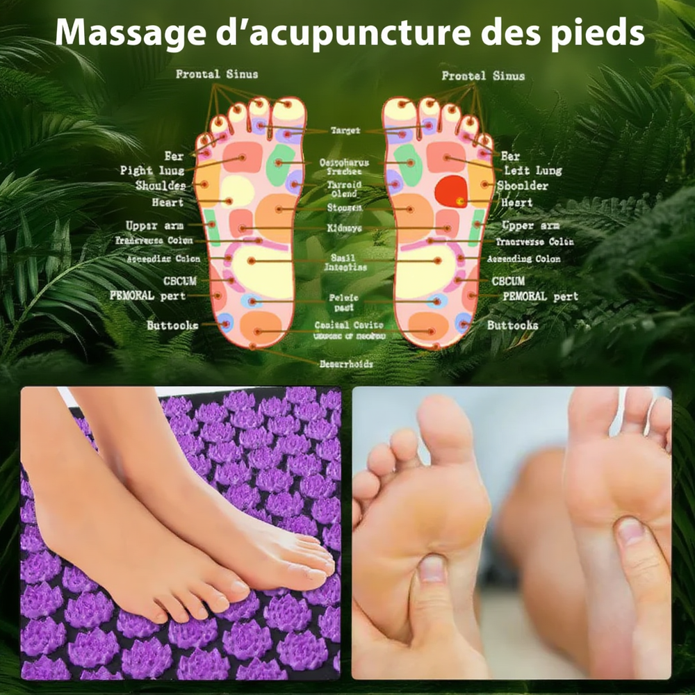 Tapis d'Acupression + Coussin Lotus - Soulage Dos Cervicales Stress