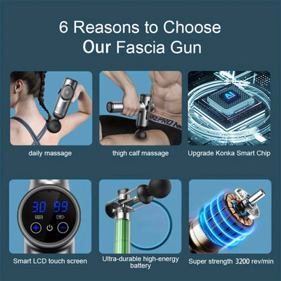 Pistolet de Massage Musculaire - 8 Têtes - Relaxation Profonde