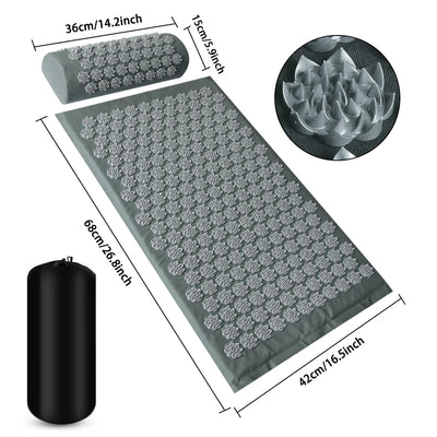 Tapis d'Acupression + Coussin Lotus - Soulage Dos Cervicales Stress