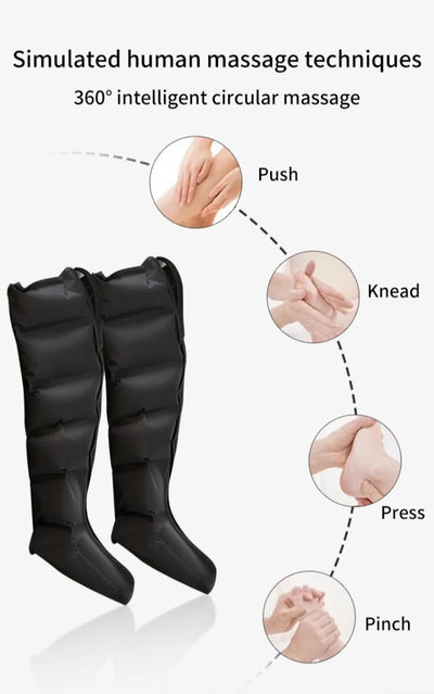 Bottes Massage Compression Air - Jambes Pieds Mollets Relaxation