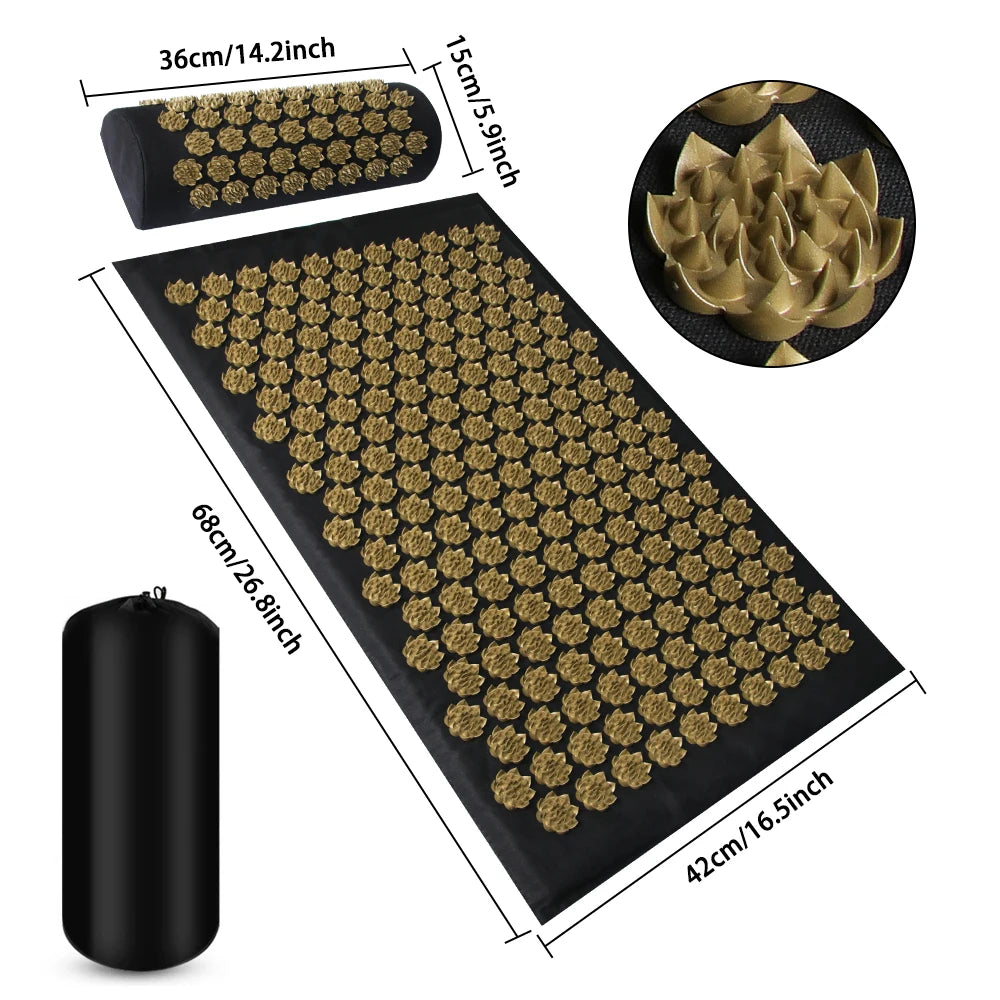 Tapis d'Acupression + Coussin Lotus - Soulage Dos Cervicales Stress
