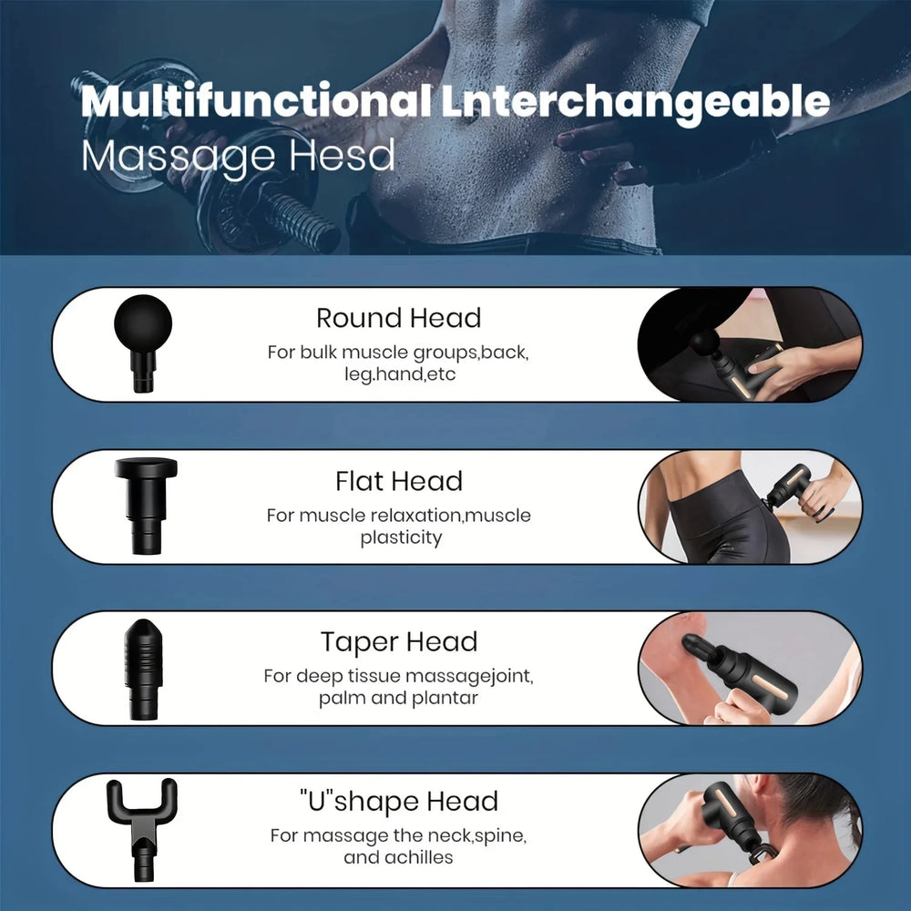 Pistolet de Massage Musculaire - 8 Têtes - Relaxation Profonde